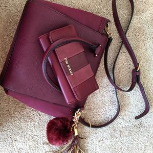 Burgundy crossbody purse + wallet
